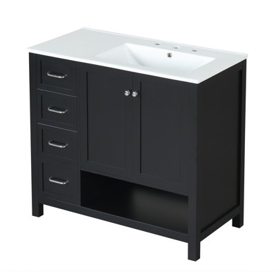 Meuble-lavabo simple 36 po avec plateau en céramique Stellamae