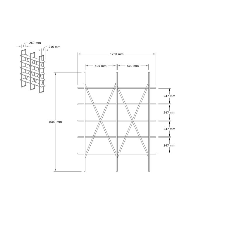 Bibliothèque moderne et industrielle, saphir et noir, 49,6 po x 63,0 po x 10,2 po | 100% panneau de particules enduit de mélamine et structure en métal, peinture séchée au four | Nombreuses tablettes murales, parfaites pour les solutions de rangement élégantes