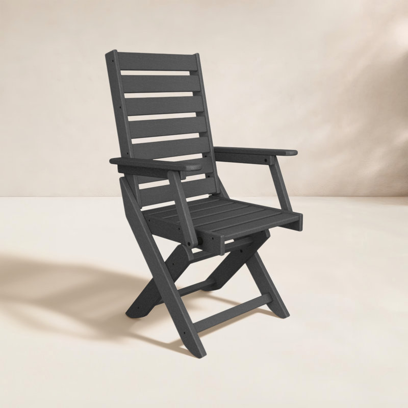 POLYWOOD Captain Folding Dining Chair, Slate Gray
