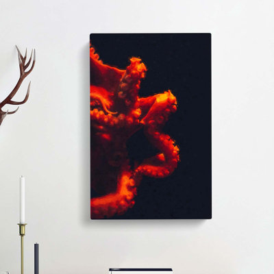 Red Octopus - Wrapped Canvas