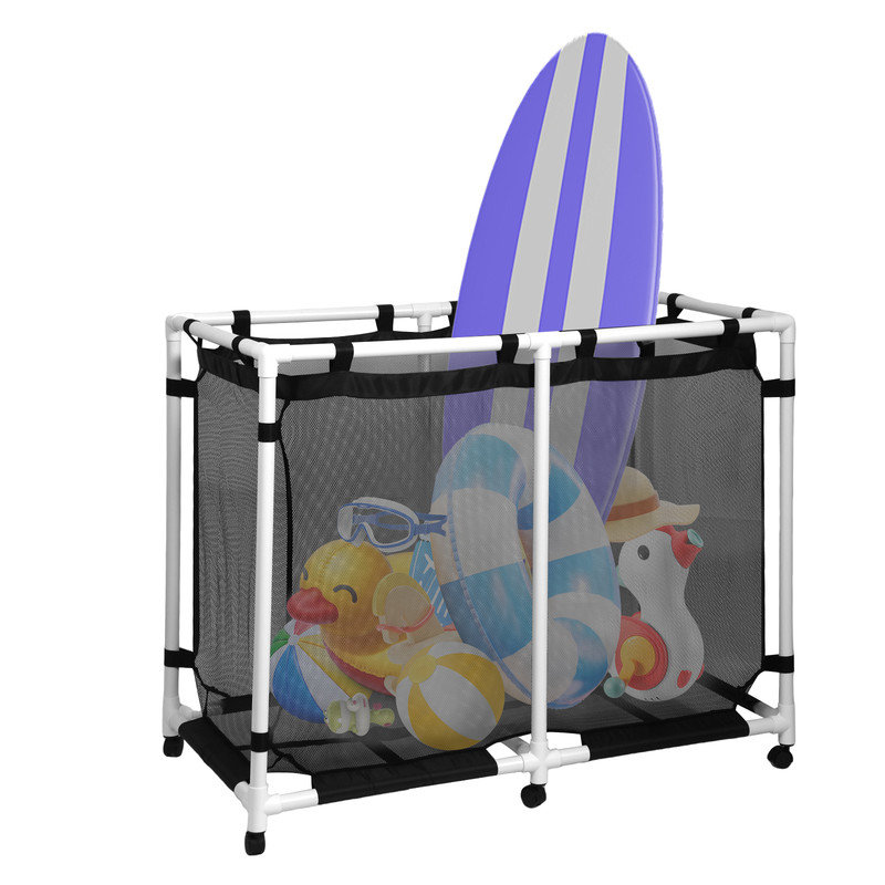 Très grand bac de rangement pour piscine, contenant à mailles roulantes de 48,4 po, organisateur de jouets et flotteur de piscine imperméable, utilisation à l'extérieur