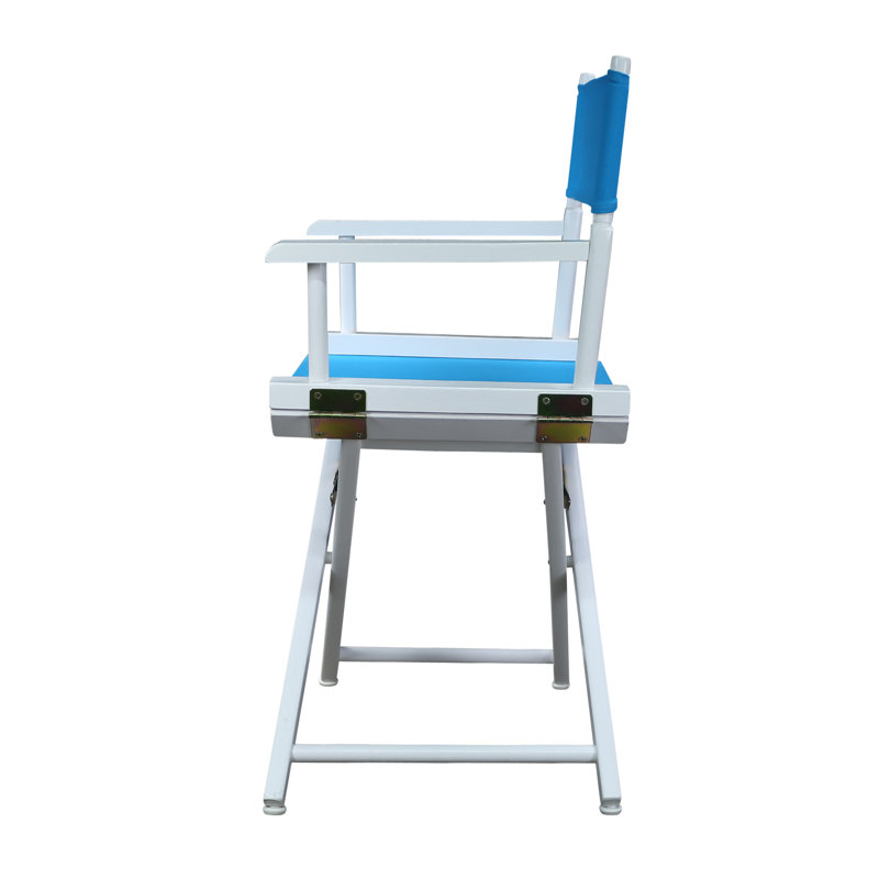 18" Folding Director Chair, White, Turquoise