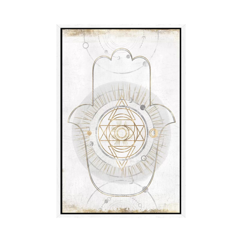 Gold Hamsa I by Isabelle Z - Print on Canvas, White Framed, 152.5 cm H x 101.5 cm W