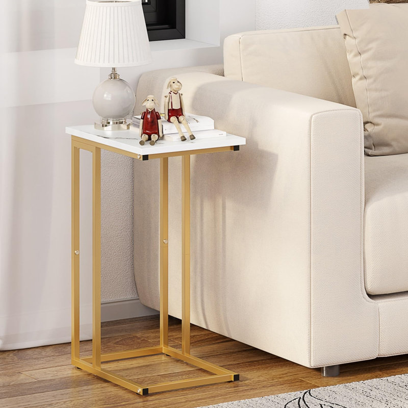 C-Shaped End Table – Space-Saving, Adjustable Height, Versatile Side Table For Living Room Or Bedroom, Gold