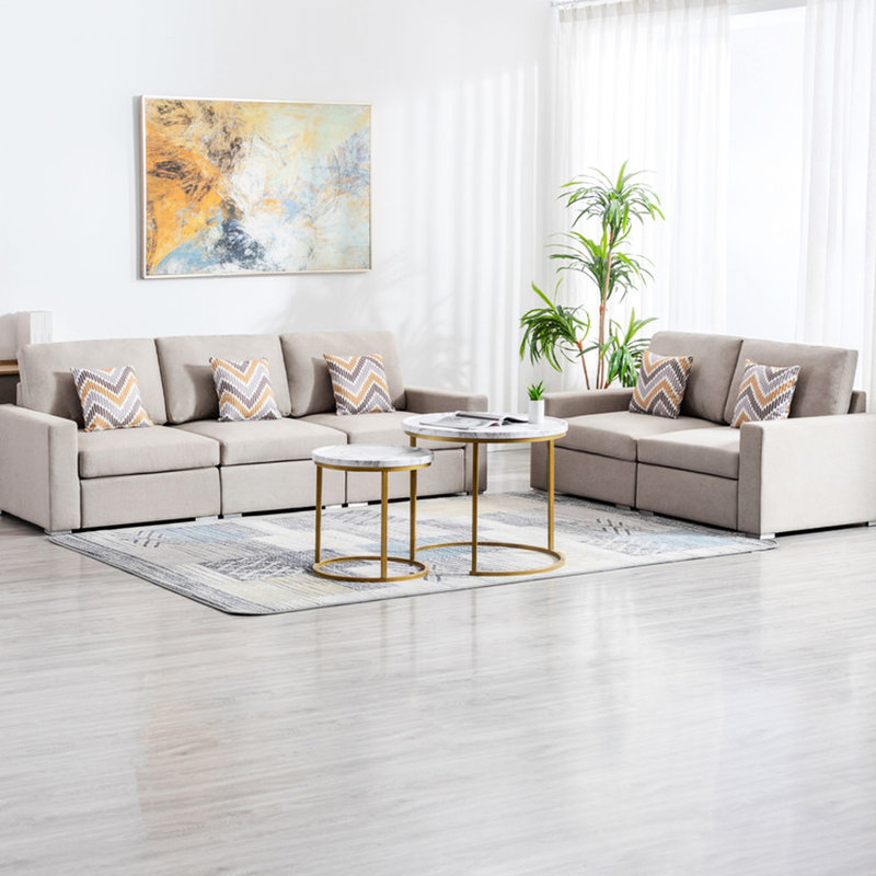 95,5 po lin beige et groupe avec coussins de siège relaxants Types de pieds interchangeables Accessoires de salon Options doubles