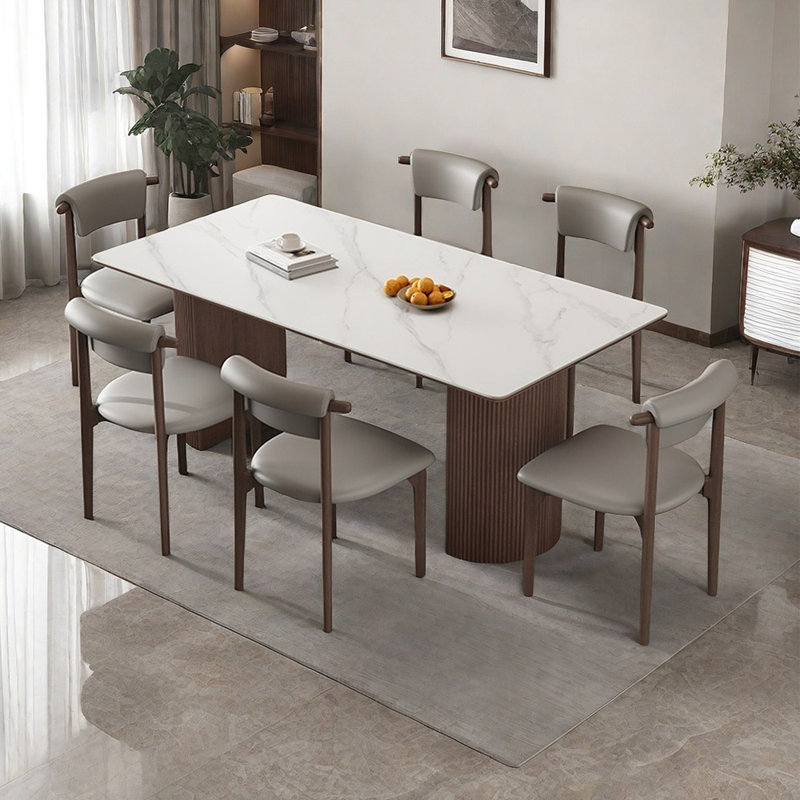 Nordic simple rectangular dining table set, 29.5" H x 63" L x 31.5" W