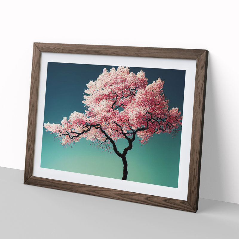 Vibrant Cherry Blossom Tree - Framed Print, 25cm H x 34cm W x 2cm D, Walnut