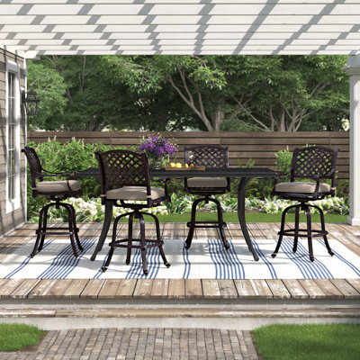 Frazee Patio Bar Stool with Cushion by Three Posts