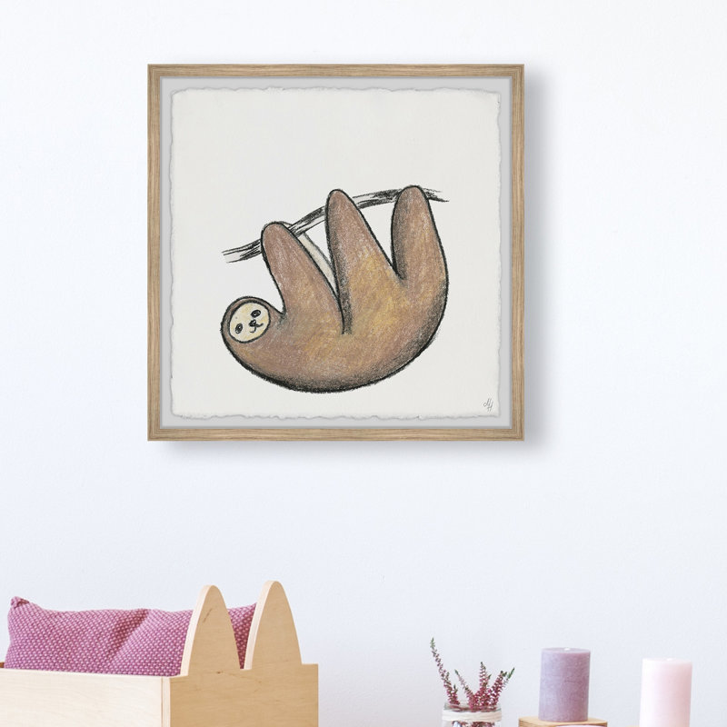 Cathy The Lazy Sloth Framed Print, 32" H x 32" W x 1.5" D