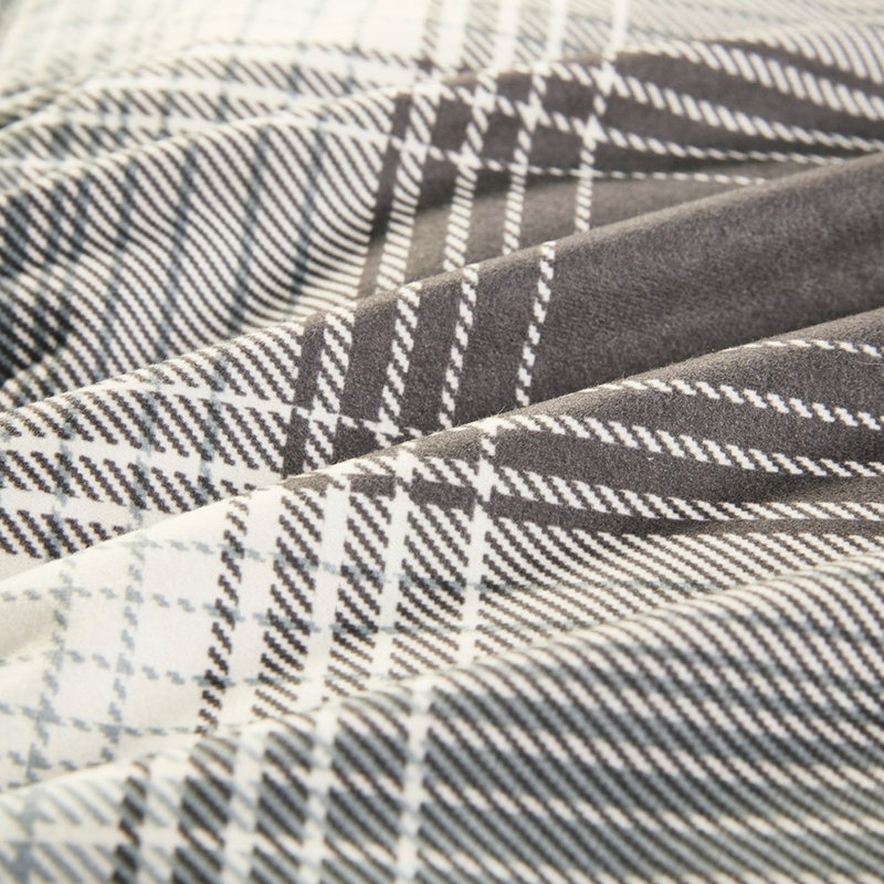 Édredon double / grand - motif quadrillé écossais toutes saisons avec deux taies décoratives assorties, imprimé en duvet synthétique et 2