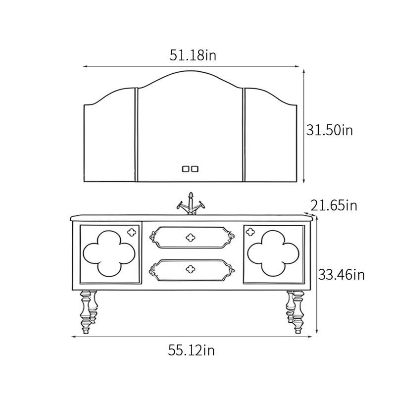 Armoire de salle de bain tendance au sol, H 33,46 po x l 55,12 po x P 21,65 po, Beige