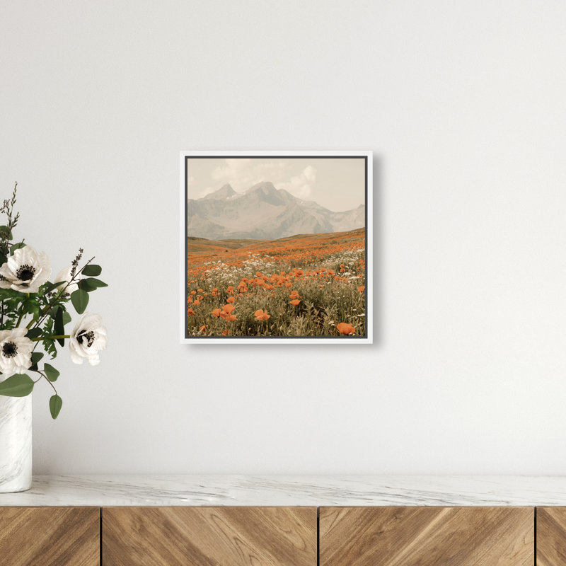 Orange Poppies by Oliver Gal, 13" H x 13" W, White Floater Frame