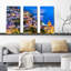 «Positano Village at Amalfi Coast, Italy», ensemble de 3 reproductions de photos sur toiles tendues-996864191
