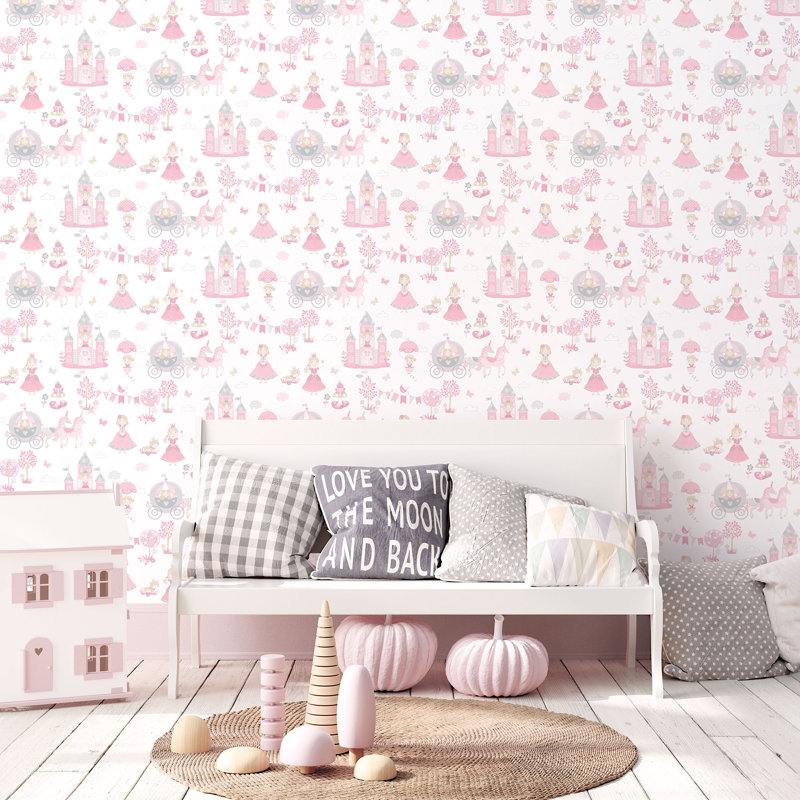 Pettengill 10m x 53cm Matte Paste the Wall Wallpaper Roll, Cream/Pink