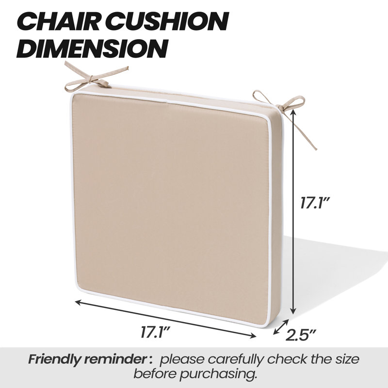 Coussin de chaise d'extérieur, Beige, L 17,1 po x P 17,1 po