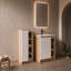 Ensemble de meuble-lavabo 24 po avec lavabo et armoire de salle de bain haute de 16 po, ensemble de meuble-lavabo en contreplaqué de chêne clair avec lavabo en céramique à bord mince, panneaux de porte interchangeables noir et blanc, solution de rangement moderne