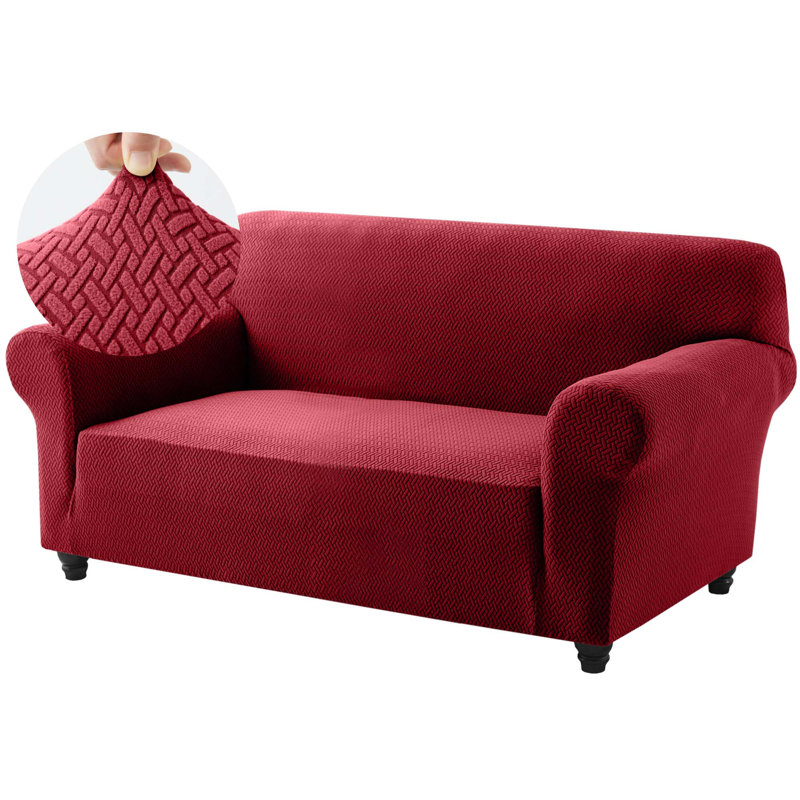 Luxury Stretchable Spandex Sofa Cover/Protector, 2 Seater, Burgundy