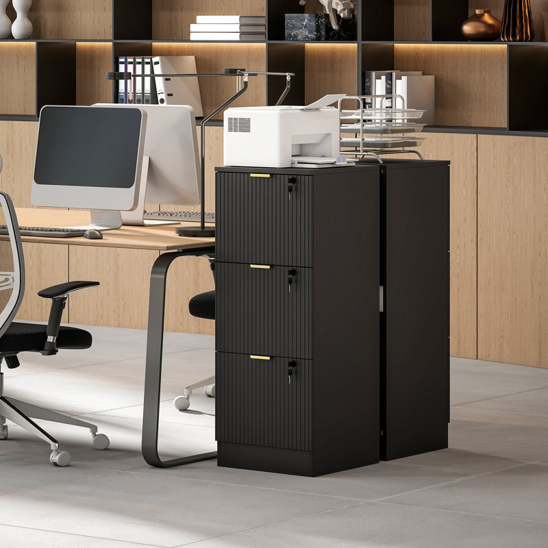 40cm Wide 2 -Drawer File Cabinet, 101cm H x 40cm W x 40cm D, Black