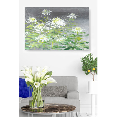 Flowers, Green And White, On Grey, Yellow, Cleome, Floral II
