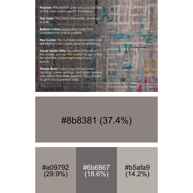 Machine Washable Gray Area Rug, Round 4'