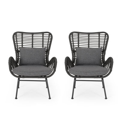 Tapscott Wicker Patio Chair with Cushions (Set of 2)