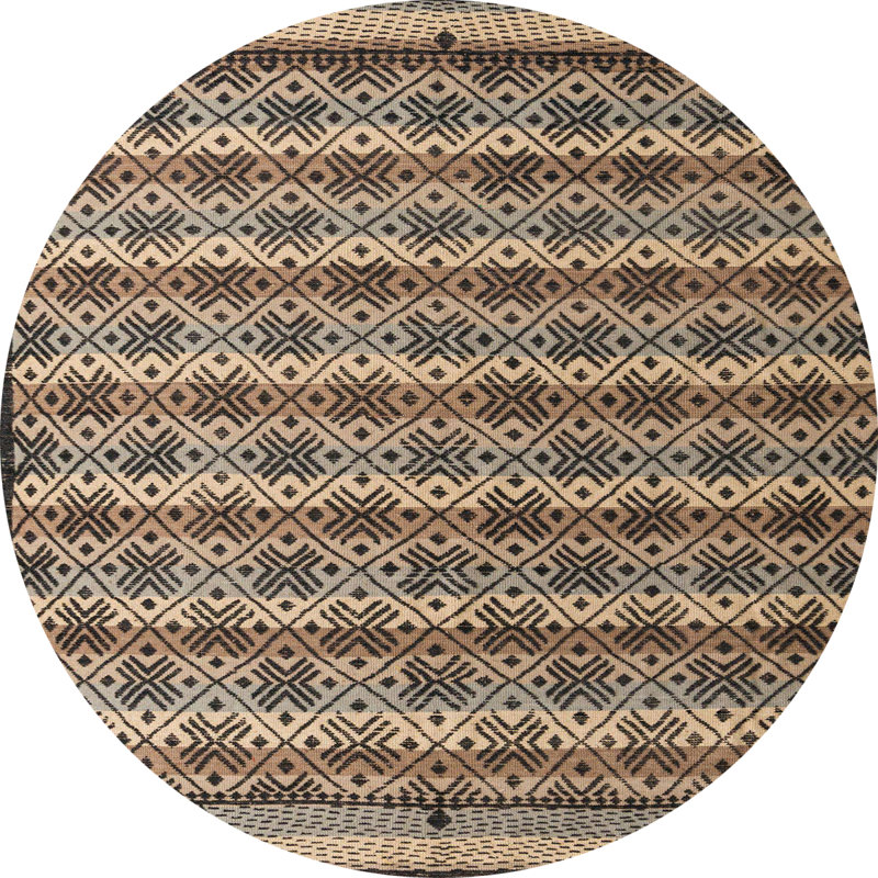 Tapis décoratif multicolore à motif abstrait, Rond 7 pi