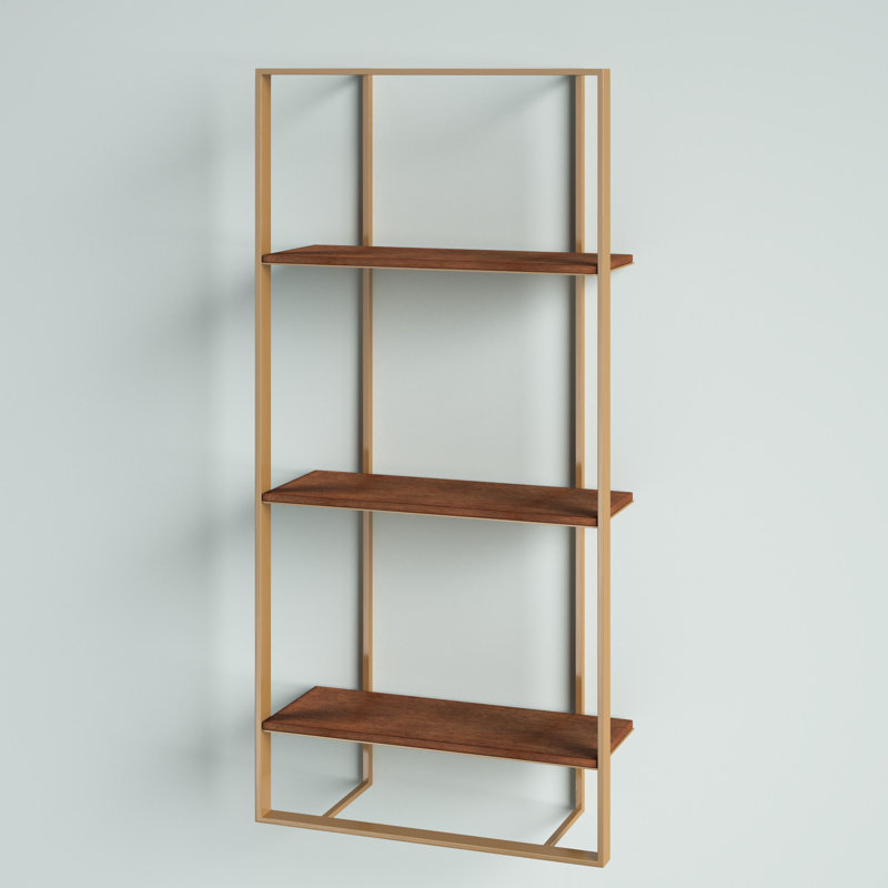 Scheffer 3 Piece Tiered Shelf, Brown/Gold