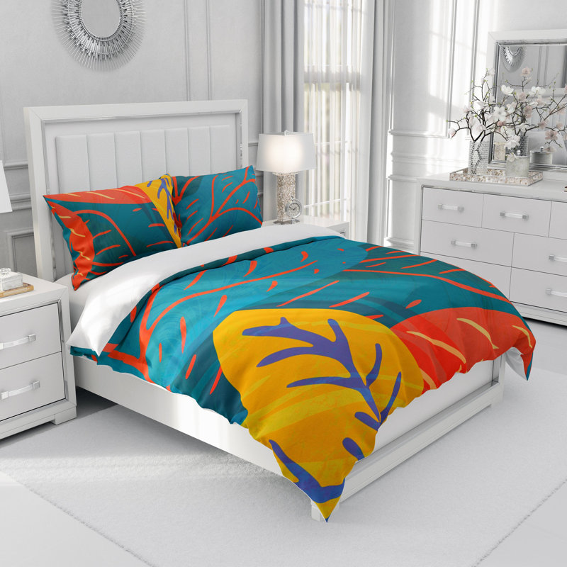  Ensemble de housse de couette Memphis Autumn, Housse de couette simple et 2 taies décoratives