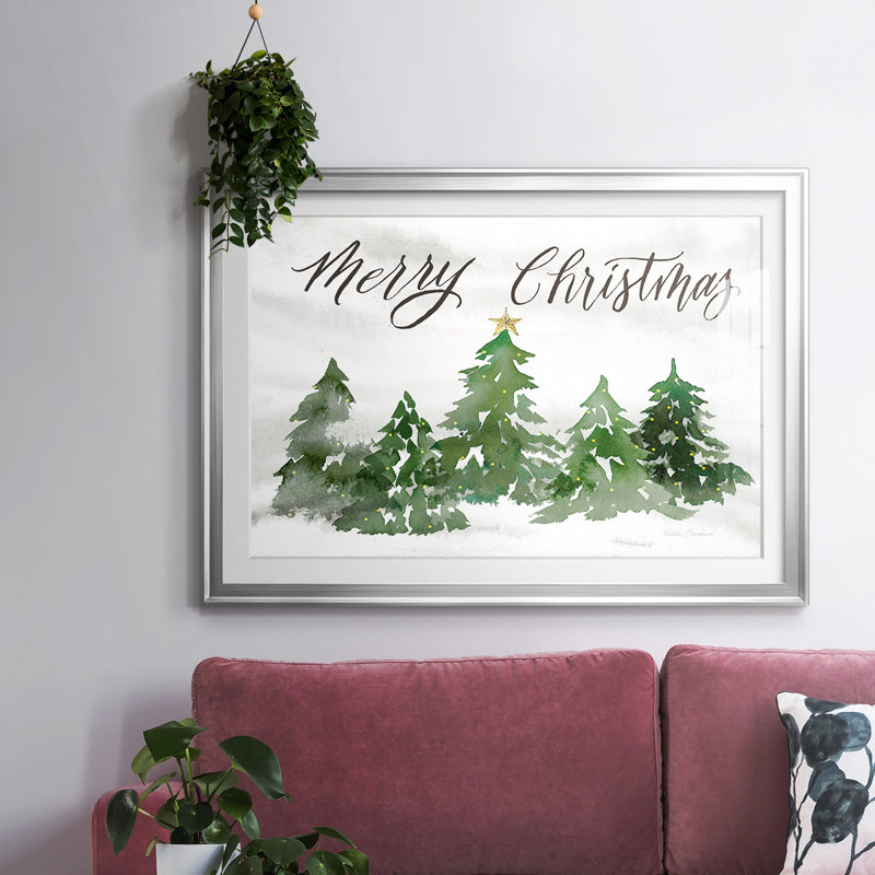 «Merry Christmas», reproduction d'art encadrée, Argent, H 19 po x l 27 po x P 1,5 po