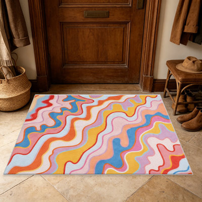 Multicolor Retro   area rugs for Living Room, Soft and Comfortable, Suitable for all seasons, easy to maintain, machine washable Indoor floor mat, Under Table Farmhouse suitable for Bedroom, Dining Room, Study,  Balcony, Home Decor Patio