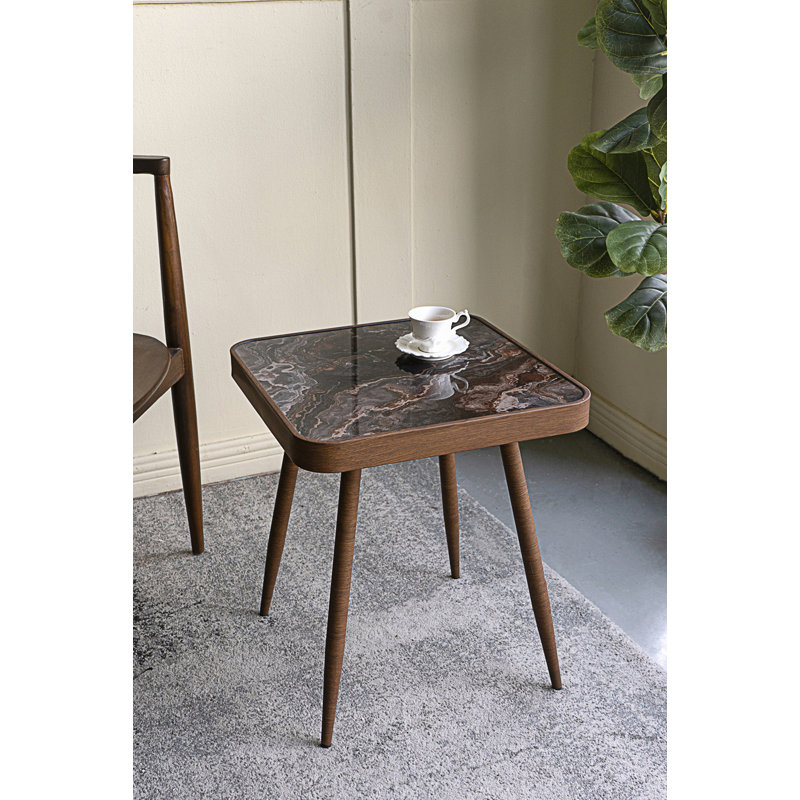 Table d'appoint carrée avec plateau en verre