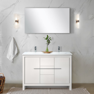 Lafarre 48 in W x 20 in D Double Bathroom Vanity Set with Mirror