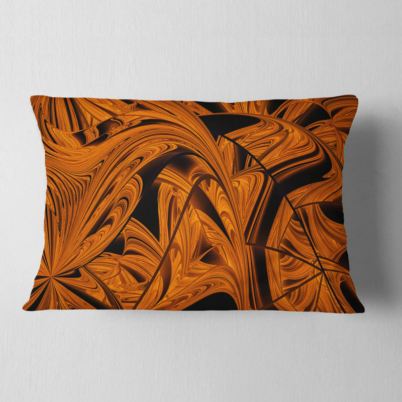  Coussin lombaire abstrait à motif fractal, Brun