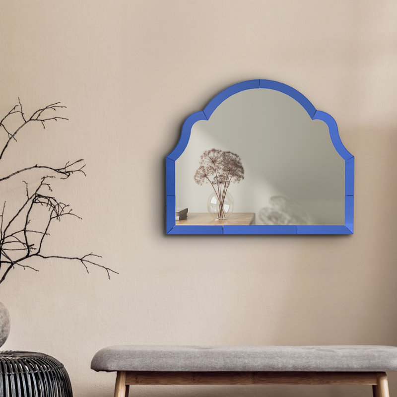 Rickyah Arch Irregular Blue Glass Frame Decorative Wall Mirror