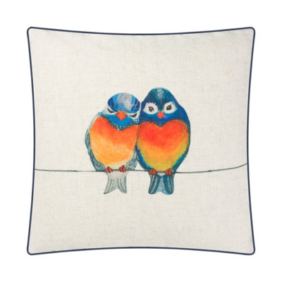 Housse de coussin en lin Birds
