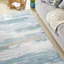 Abstract Blue Washable/Stain Guarded Area Rug -156913447
