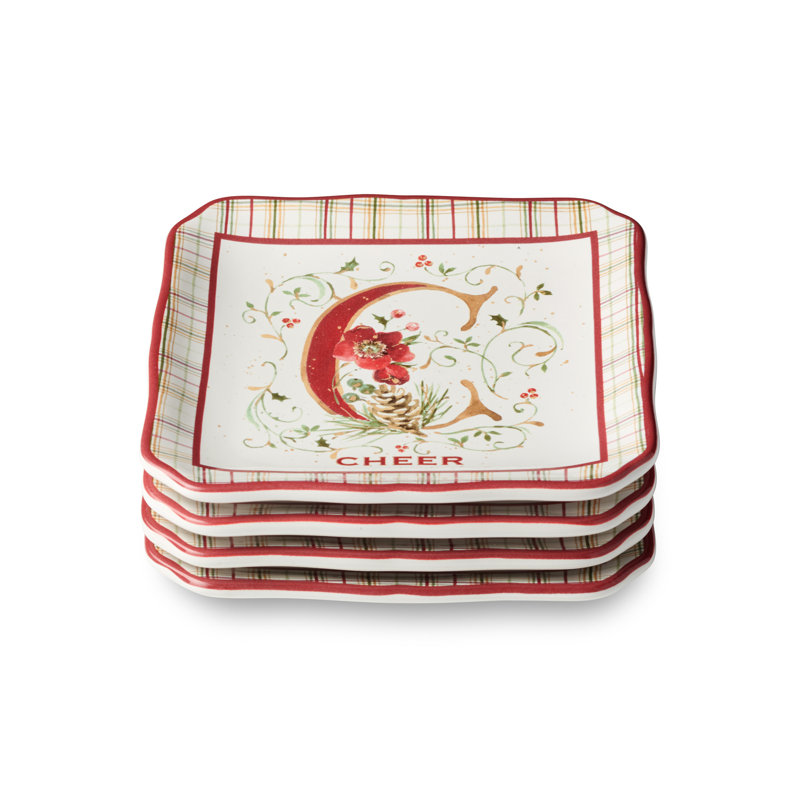 Ensemble de 4 assiettes canapées des Fêtes - Blooming