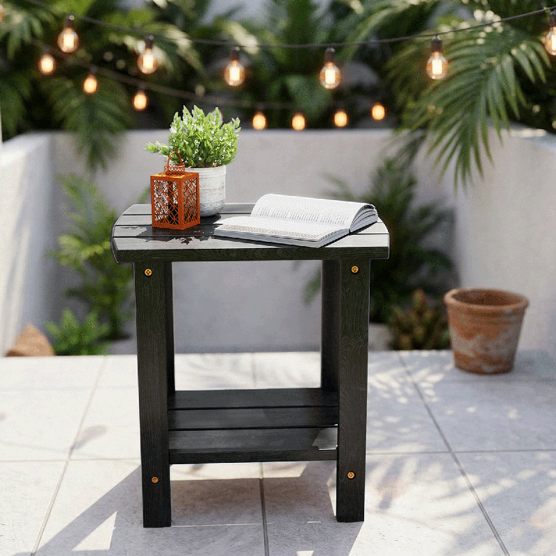 Table d'appoint en bois massif Classic, Noir