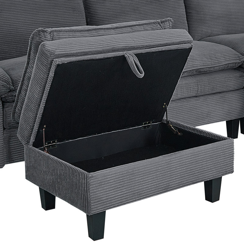 Ensemble de canapé modulaire en velours côtelé 118 po, Gris