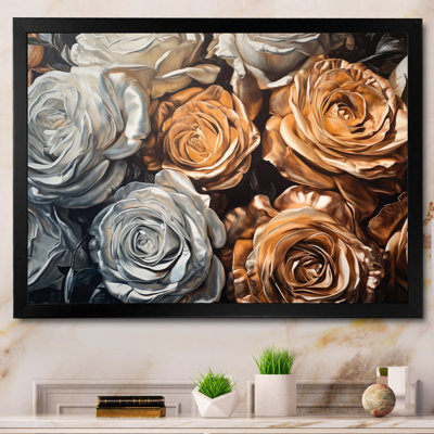 Roses dorées en fleurs - impression