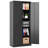Metal Garage Storage Cabinet, Black Tool Steel Locking Cabinet With Doors And Shelves, Tall Cabinets For Garage Storage Systems Lockable File Cabinet For Home Office, Classroom/Pantry