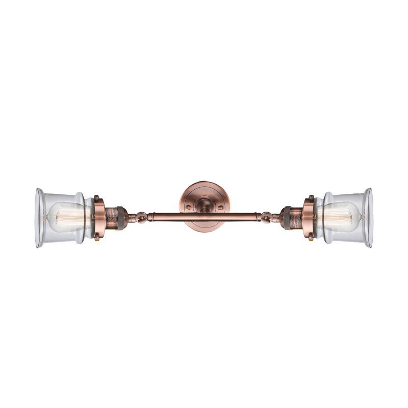 Éclairage pour salle de bain 2 lumières Alexandira, Transparent, Cuivre antique, Ampoule non incluse