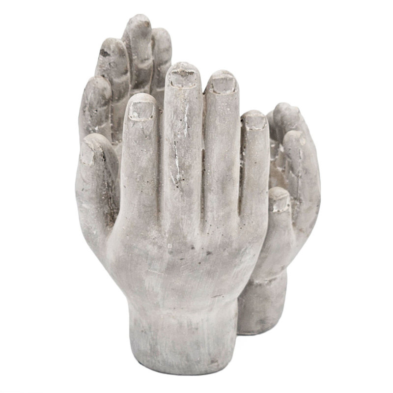 Ensemble de 2 décorations pour les mains en ciment 6 x 6 x 9 po