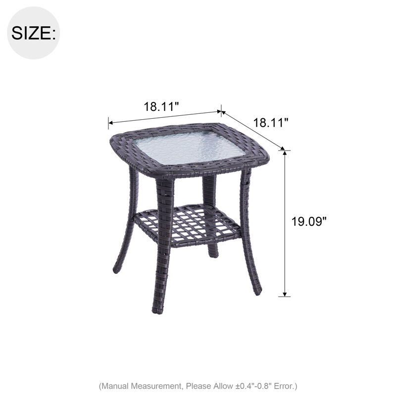 Danvers Square Metal Outdoor Side Table , 18.11'' in. W 18.11'' in. D, Brown