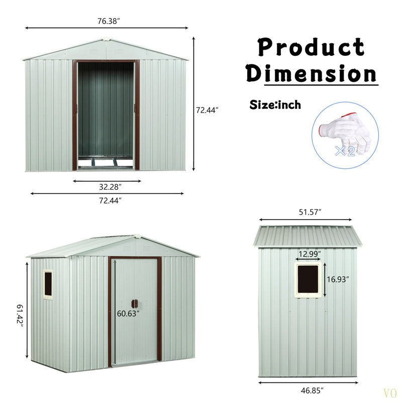 Remise de rangement extérieure en métal 6 pi x 5 pi avec fenêtre et fondation en métal
