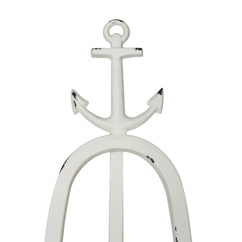 Chevalet en métal blanc réglable à 3 niveaux avec support pliable et chaîne, 64.5" H x 17.5" W x 24.5" D