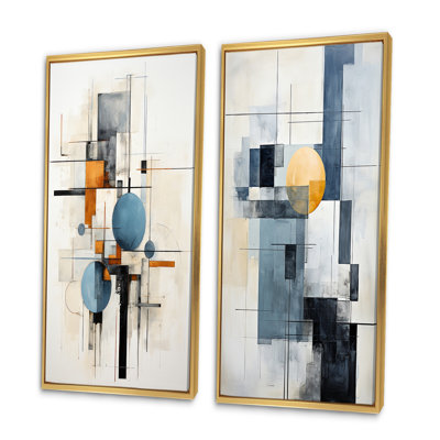 «Beige Blue Suprematism Harmonic Intersections», 2 pièces