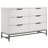 Noro Wide Dresser, 6 Storage Drawers, Modern White, Black Metal Legs