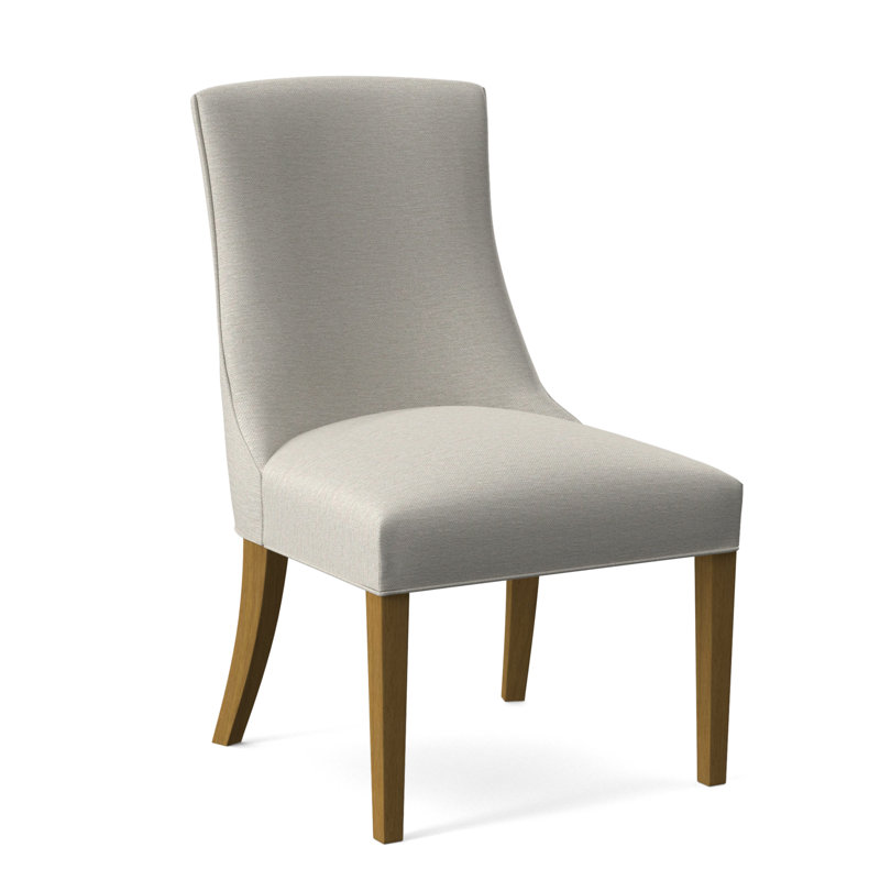 Chaise de salle à manger Tuxedo, Finition miel, Tissu blanc performance 0851-94