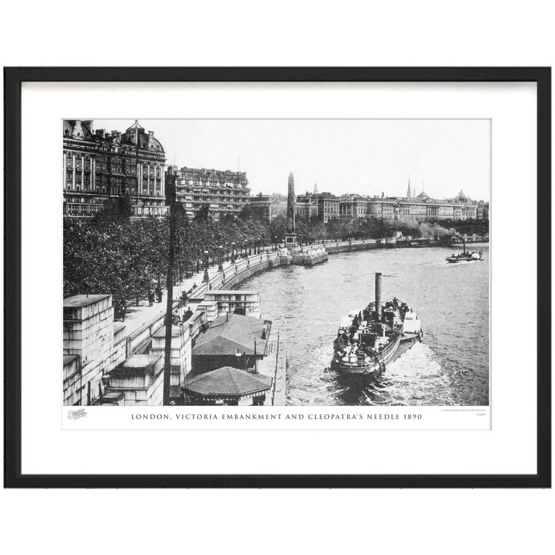 London, Victoria Embankment and Cleopatra's Needle 1890 1 Piece Single Picture Frame Wall Art, 60cm H x 80cm W x 2.3cm D